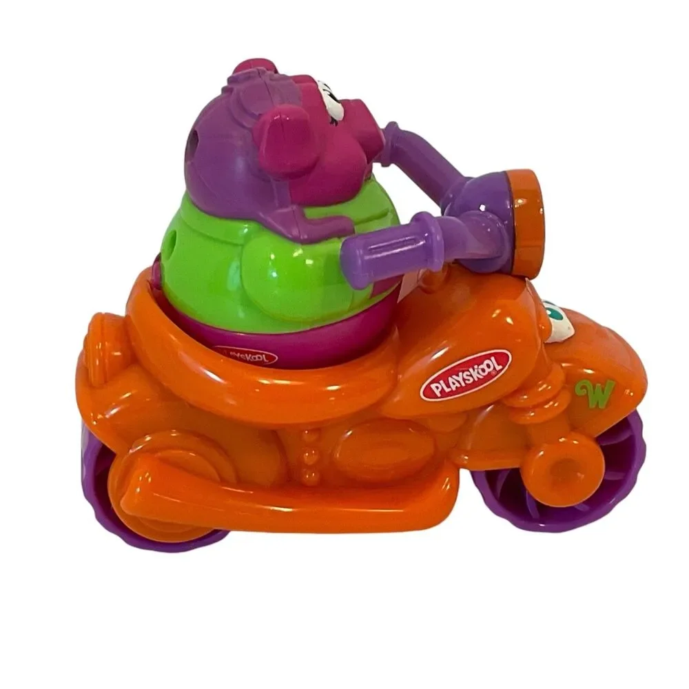 Hasbro Weebles Scooter & Riders Wobble Orange Motorcycle 2003 Playskool 3Pc Lot